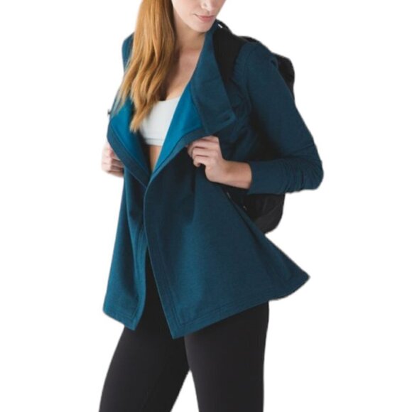 Lululemon Athletica Button Closure Long Sleeve Outdoor Coast Wrap Blue 4 - Picture 1 of 8